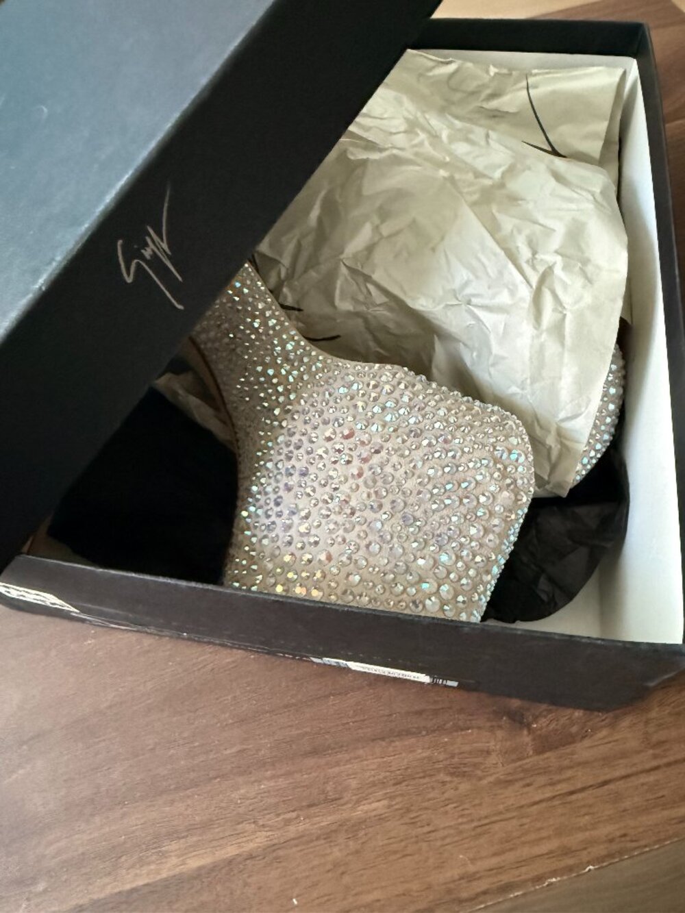Women's Giuseppe Zanotti Liza - Embellished Platform Peep-Toe Suede Pumps